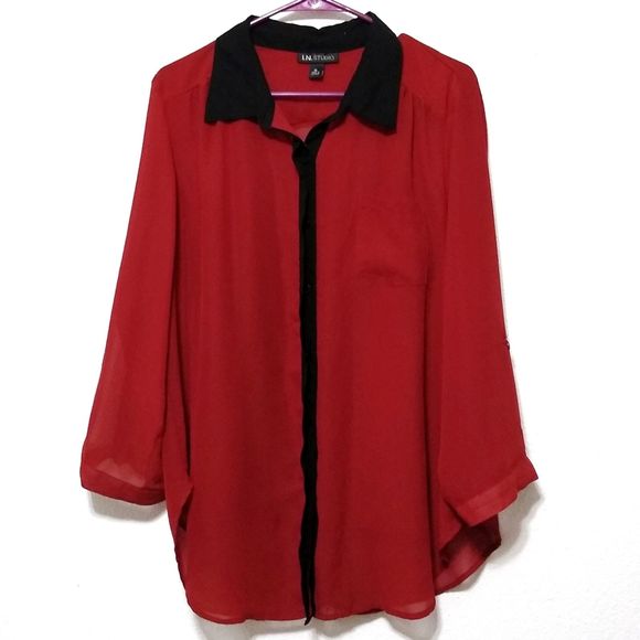 I.N. Studio button down blouse with tank - Picture 1 of 8